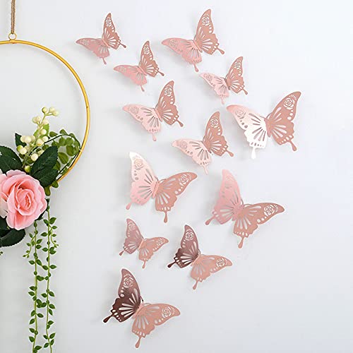 36-Piece Rose-Gold 3D Butterfly Wall Décor Set
