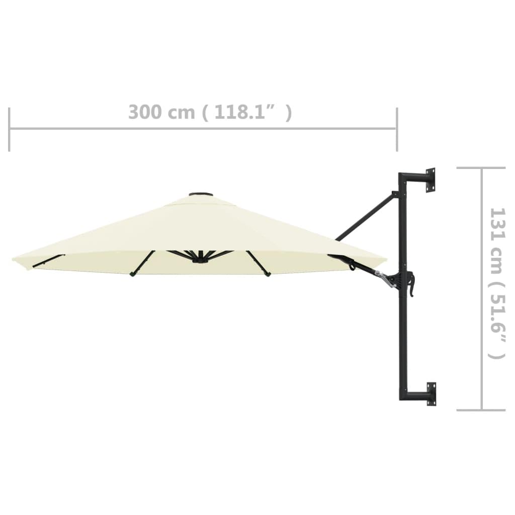 300 cm Wall-Mounted Parasol – Sand