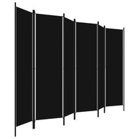 300 × 180 cm 6-Panel Black Fabric Room Divider