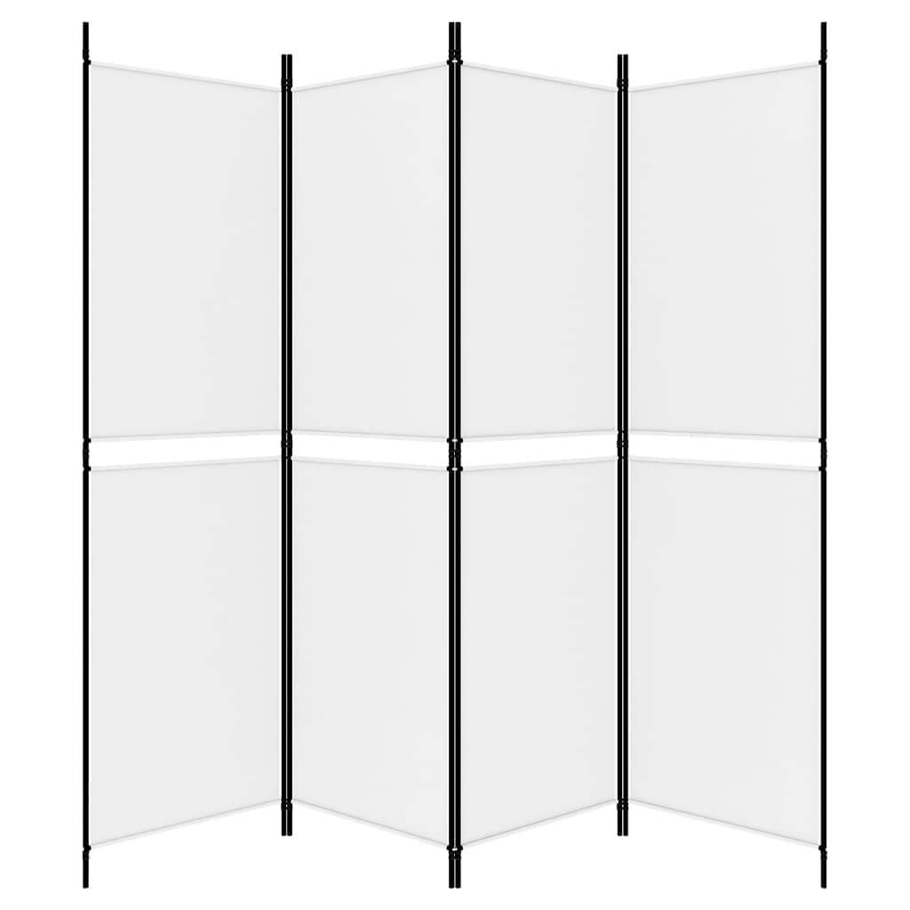 200 × 180 cm 4-Panel White Fabric Room Divider