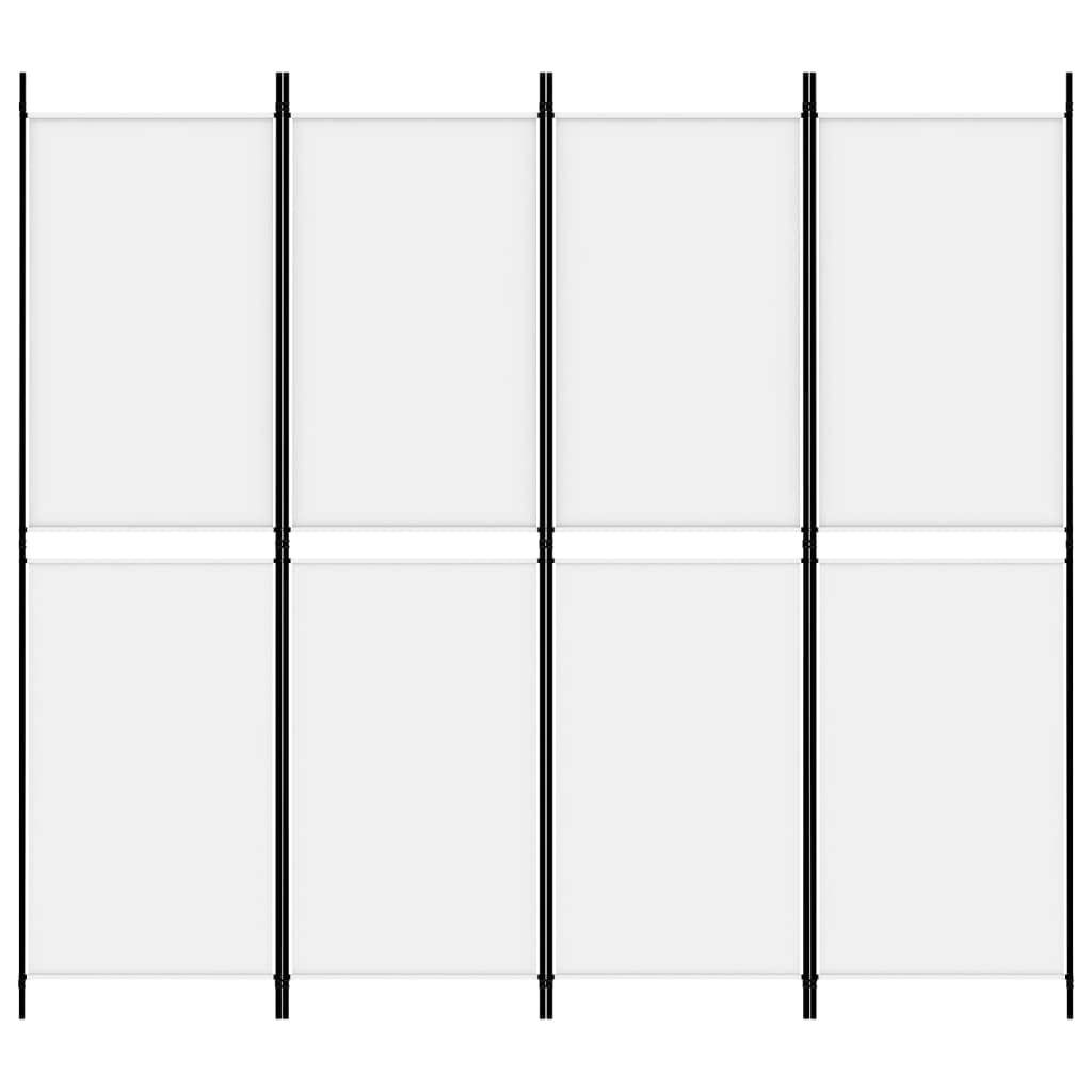 200 × 180 cm 4-Panel White Fabric Room Divider