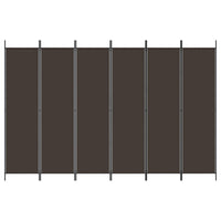 6-Panel Brown Fabric Folding Room Divider