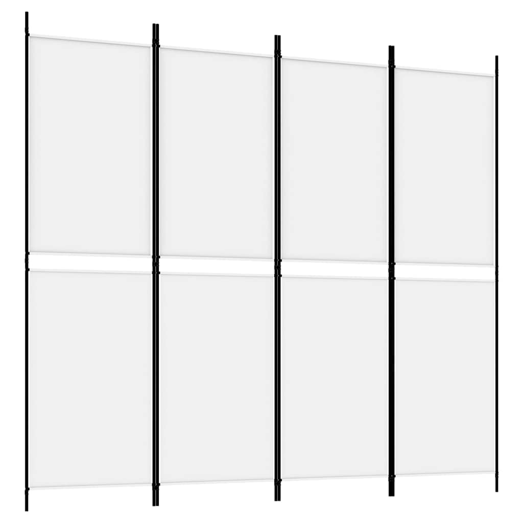 200 × 180 cm 4-Panel White Fabric Room Divider