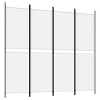 200 × 180 cm 4-Panel White Fabric Room Divider