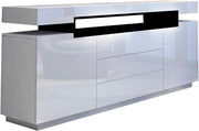 160 cm High-Gloss White Sideboard with 2 Doors & 3 Drawers