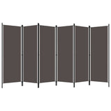 Freestanding 6-Panel Room Divider in Anthracite - Industrial, Modern Style Fabric Screen with Powder-Coated Iron Frame - 300x180 cm