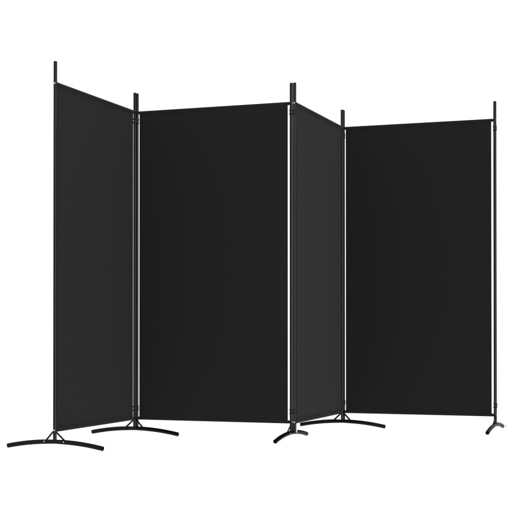 346 × 180 cm 4-Panel Black Fabric Room Divider