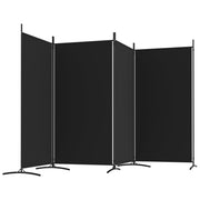 346 × 180 cm 4-Panel Black Fabric Room Divider