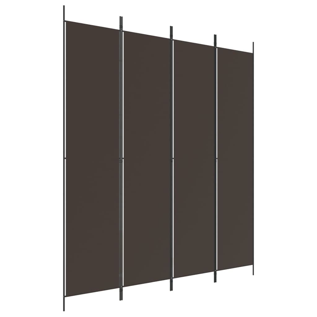 200 × 220 cm 4-Panel Brown Fabric Room Divider