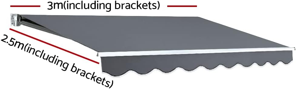 3 × 2.5 m Manual Folding-Arm Awning – Grey