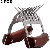 Bear Claws, Meat Shredder Claws Food-Grade Stainless Steel Turkey Lifter with Wooden Handle for Carving Shredding Lifting (1 Pair Annatto Color)