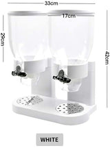 Double Cereal Dispenser Dry Food Storage Container Dispense Machine White White