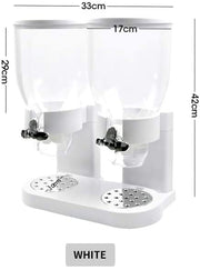Double Cereal Dispenser Dry Food Storage Container Dispense Machine White White