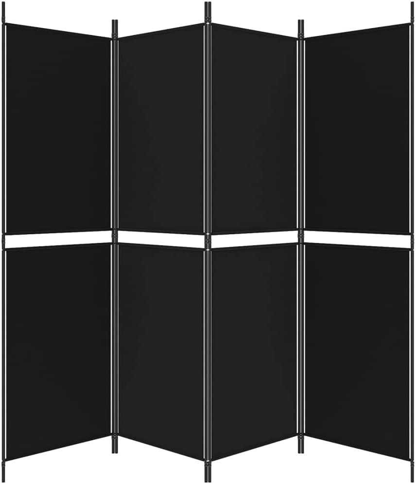 200 × 180 cm 4-Panel Black Fabric Room Divider