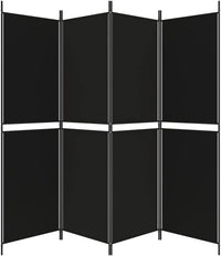 200 × 180 cm 4-Panel Black Fabric Room Divider