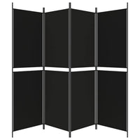 200 × 180 cm 4-Panel Black Fabric Room Divider