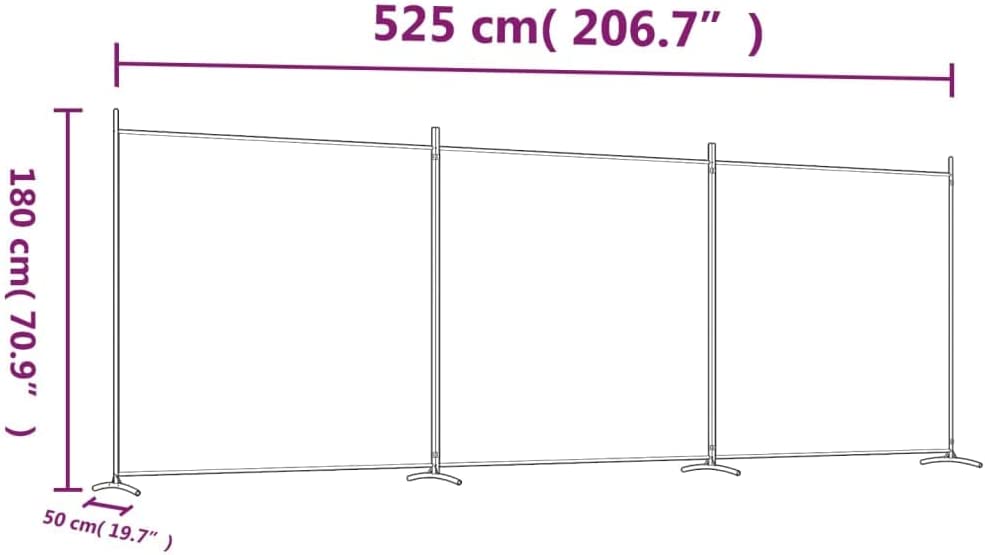 Black 3-Panel Fabric Room Divider – 525 × 180cm