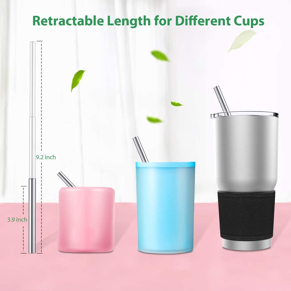 Telescopic Stainless-Steel Reusable Straws with Cases – 2 Pack