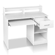 White Computer & Study Desk with Book Display Shelf