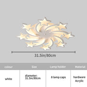 Modern Flush Mount Ceiling Light 86W Dimmable Led Bedroom Ceiling Lighting Fixture, 8-Head Acrylic White Chandeliers Ceiling for Living Room, Kids Room, Bedroom