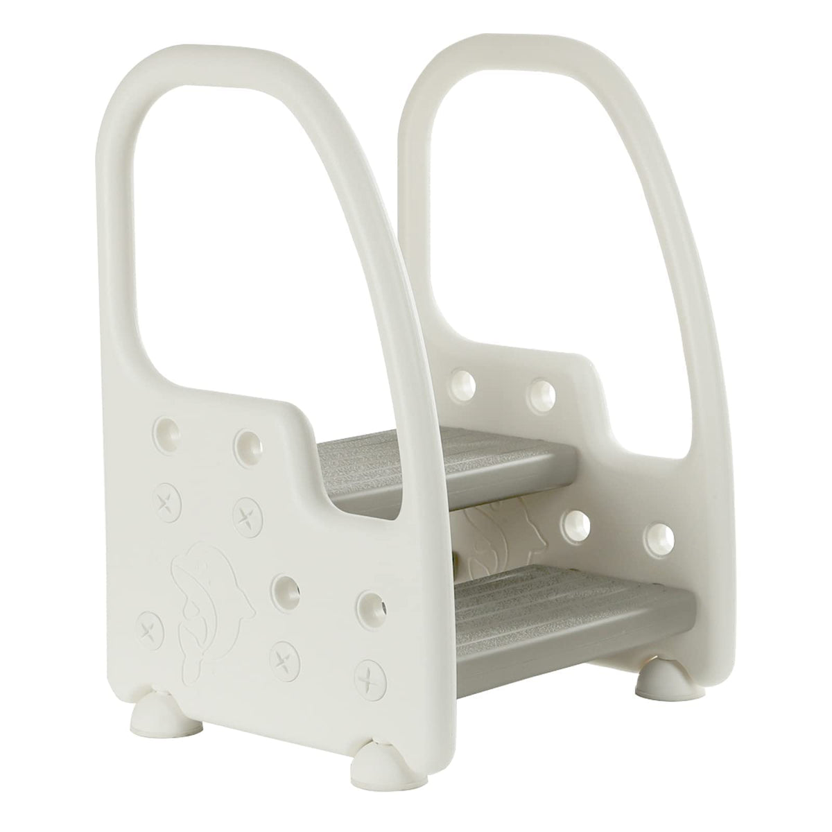 Step Stool for Kids,Toddler Step Stool with Handles and Non-Slip Steps, Two Step Stool for Toilet,Toddler Children Potty Training Kitchen Foot Stool,Gray