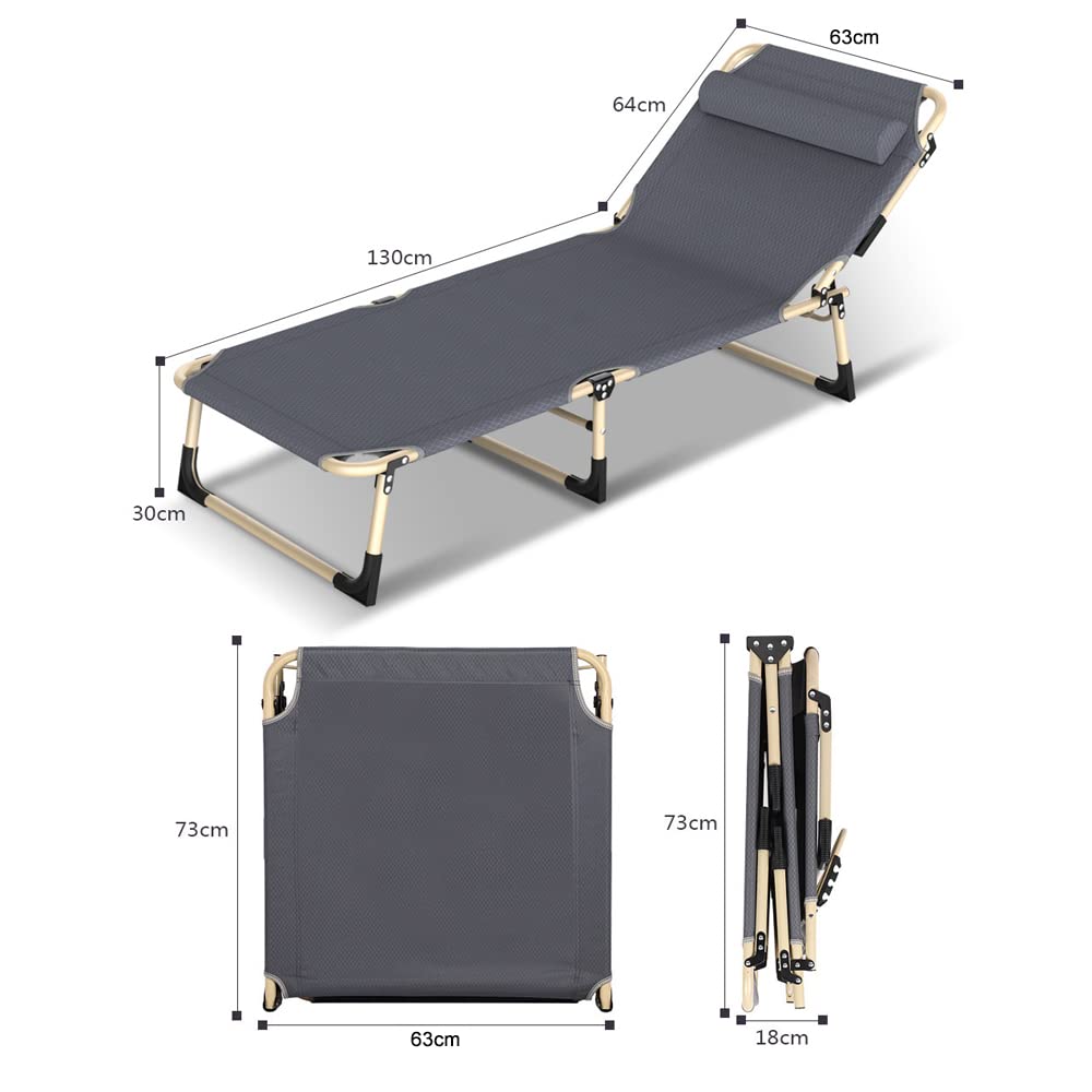 4-Position Folding Camping Lounger with Pillow – Up to 136 kg