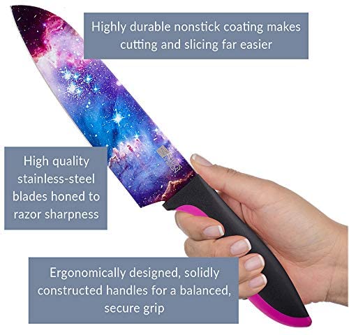 Cosmos Kitchen Knife Set in Gift Box - Color Chef Knives - Cooking Gifts for Husbands and Wives, Unique Wedding Gifts for Couple, Birthday Gift Idea for Men, Housewarming Gift New Home for Women