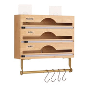 3-in-1 Bamboo Wrap Dispenser with Sliding Cutters