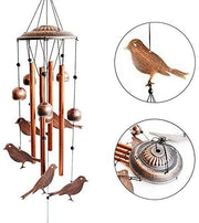 Bird Wind Chimes-4 Hollow Aluminum Tubes -Wind Bells and Birds-Wind Chime with S Hook for Indoor and Outdoor