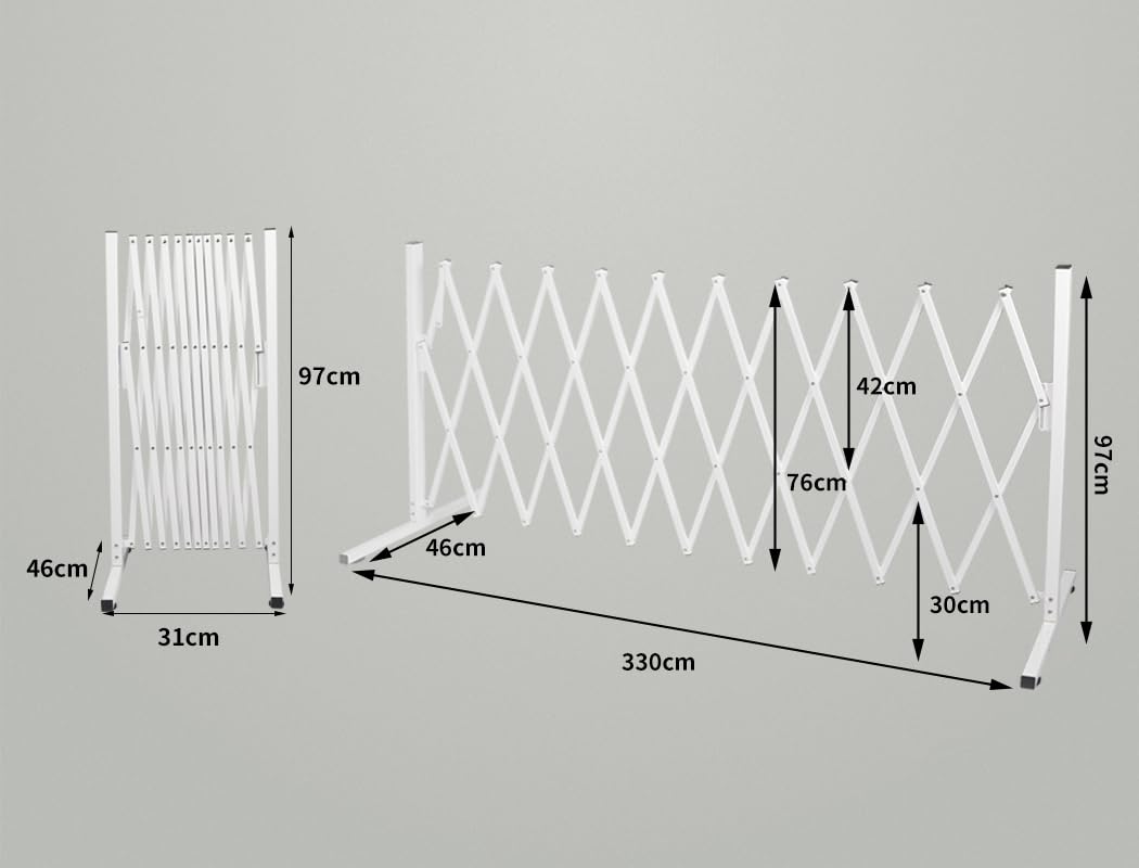 White Expandable Metal Barrier Fence for Indoor or Outdoor Use