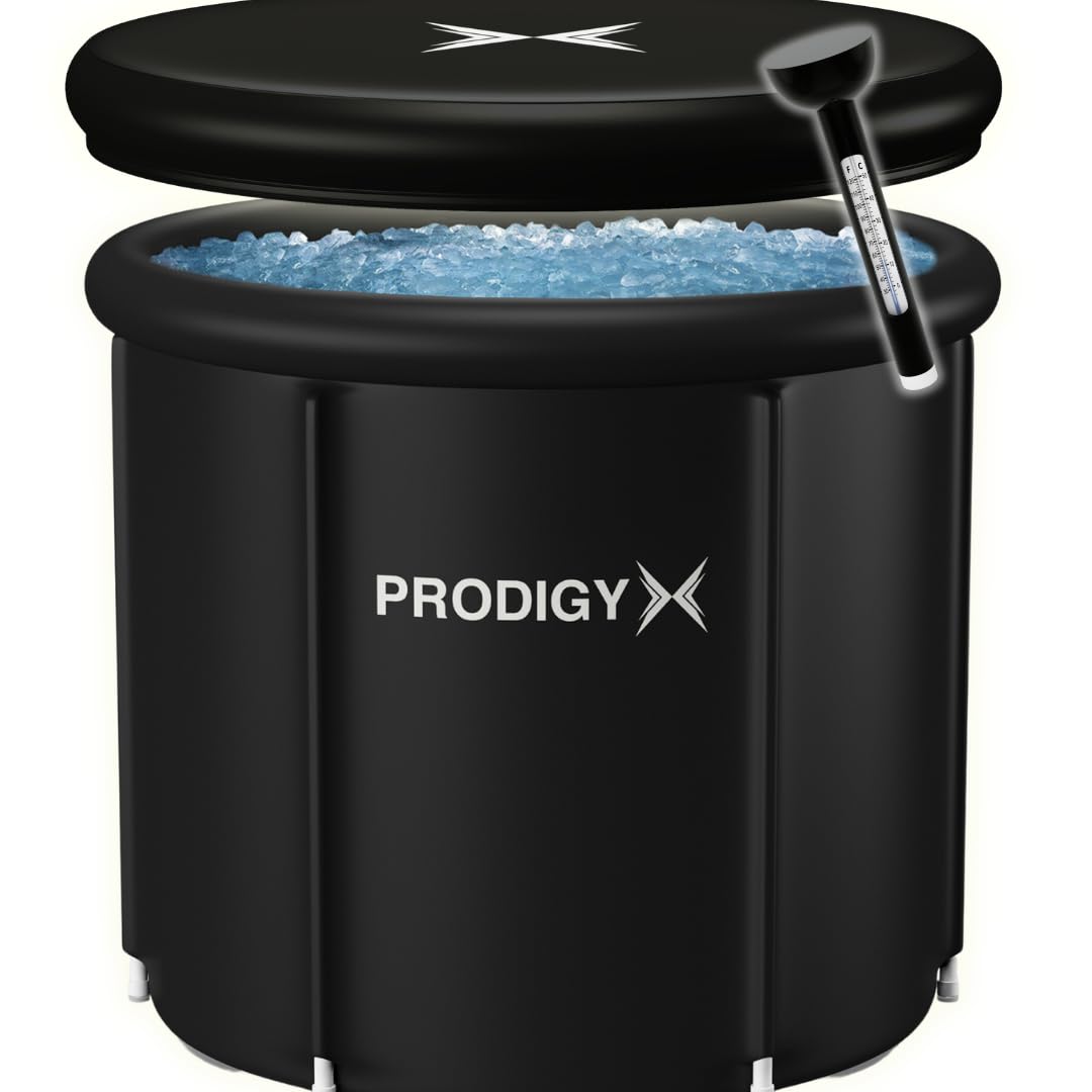 Large Portable Ice Bath Tub with Lid & Thermometer