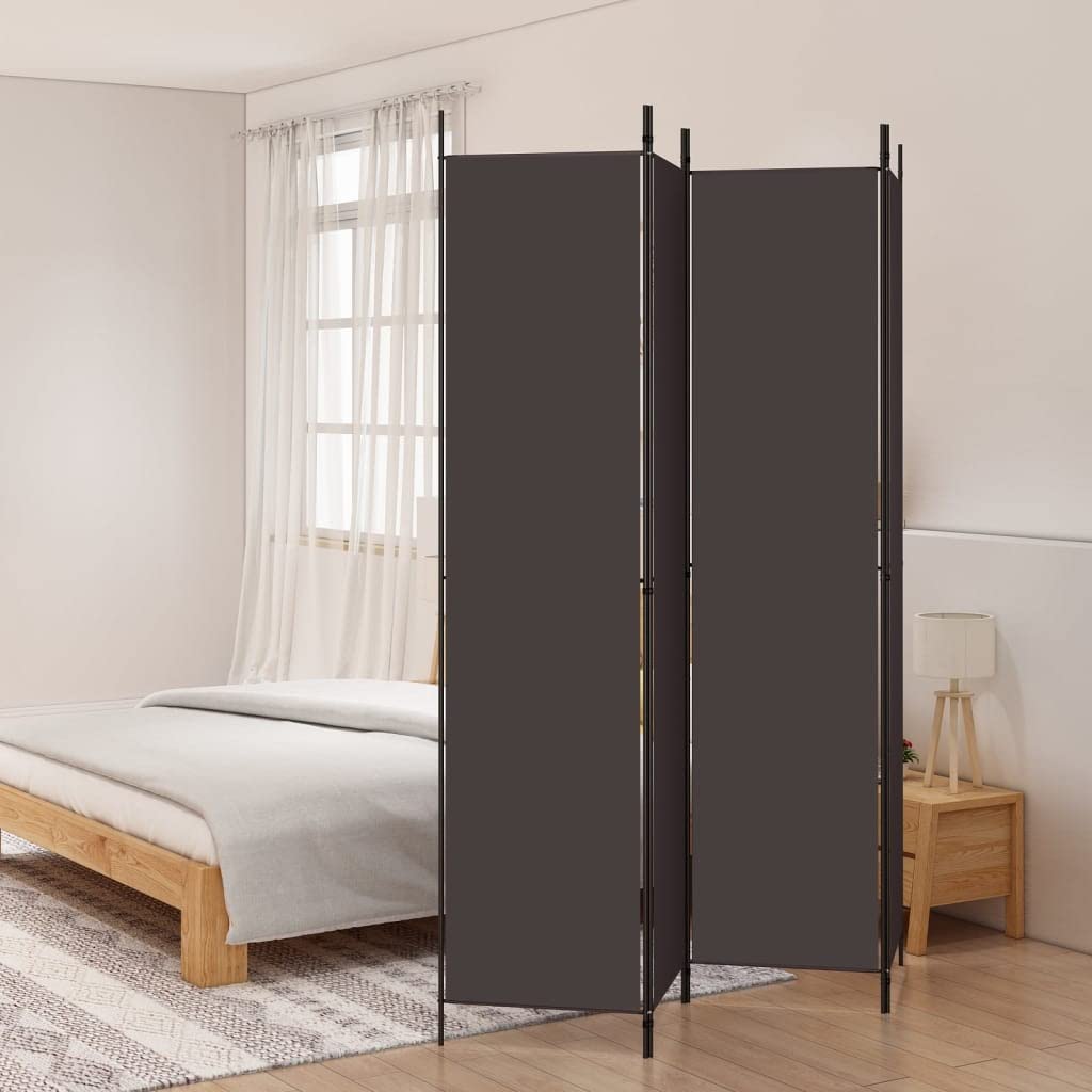 200 × 220 cm 4-Panel Brown Fabric Room Divider