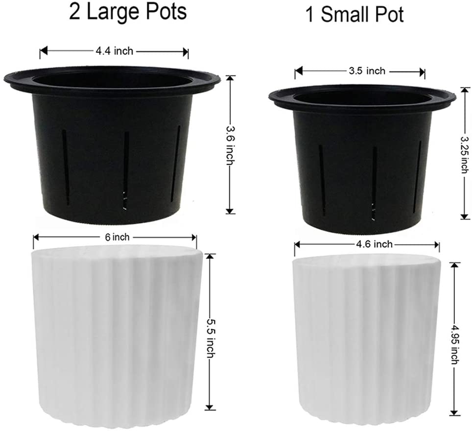 Orchid Pot with Net and Holes, Round Self Watering Planter Pot for Indoor Plants and Flowers 3 Sets White