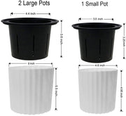 Orchid Pot with Net and Holes, Round Self Watering Planter Pot for Indoor Plants and Flowers 3 Sets White