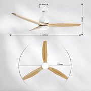 Wood Ceiling Fan Light Cooling With Remote Control LED Quiet Bedroom Living Room Modern 3 Blades 5 Speed Reverse Motor 3 Timers 52 Inch Nature Colour