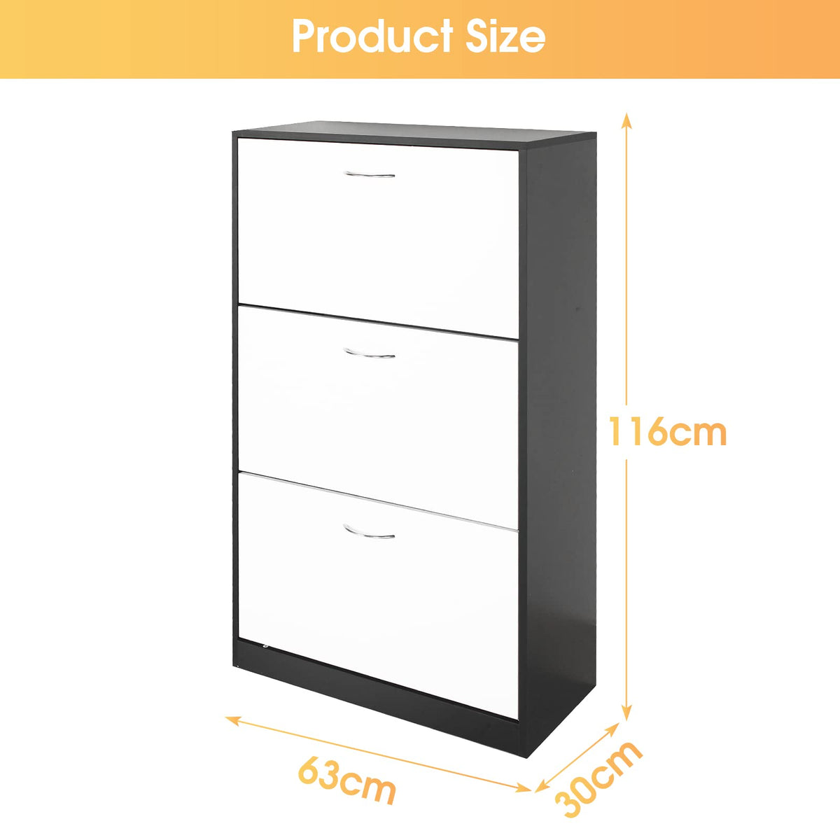 3-Drawer Enclosed Shoe Cabinet – Up to 30 Pairs