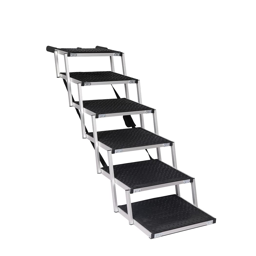 6-Step Folding Dog Access Stairs – 2 Heights, 90 kg Capacity