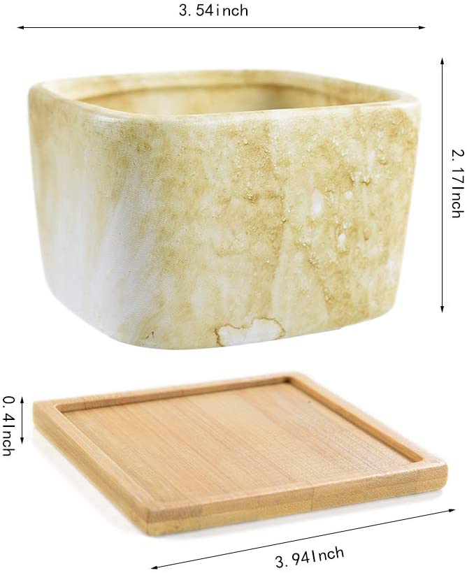 Square Marbling Ceramic Succulent Pots