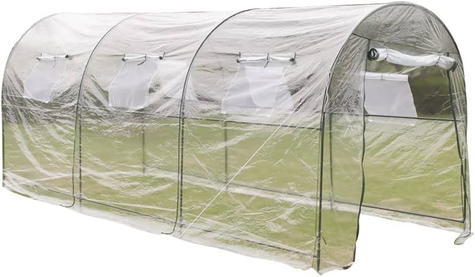 Walk-In Tunnel Greenhouse with 6 Mesh Windows