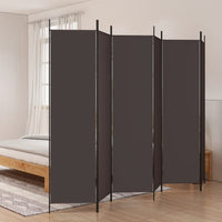 6-Panel Brown Fabric Folding Room Divider