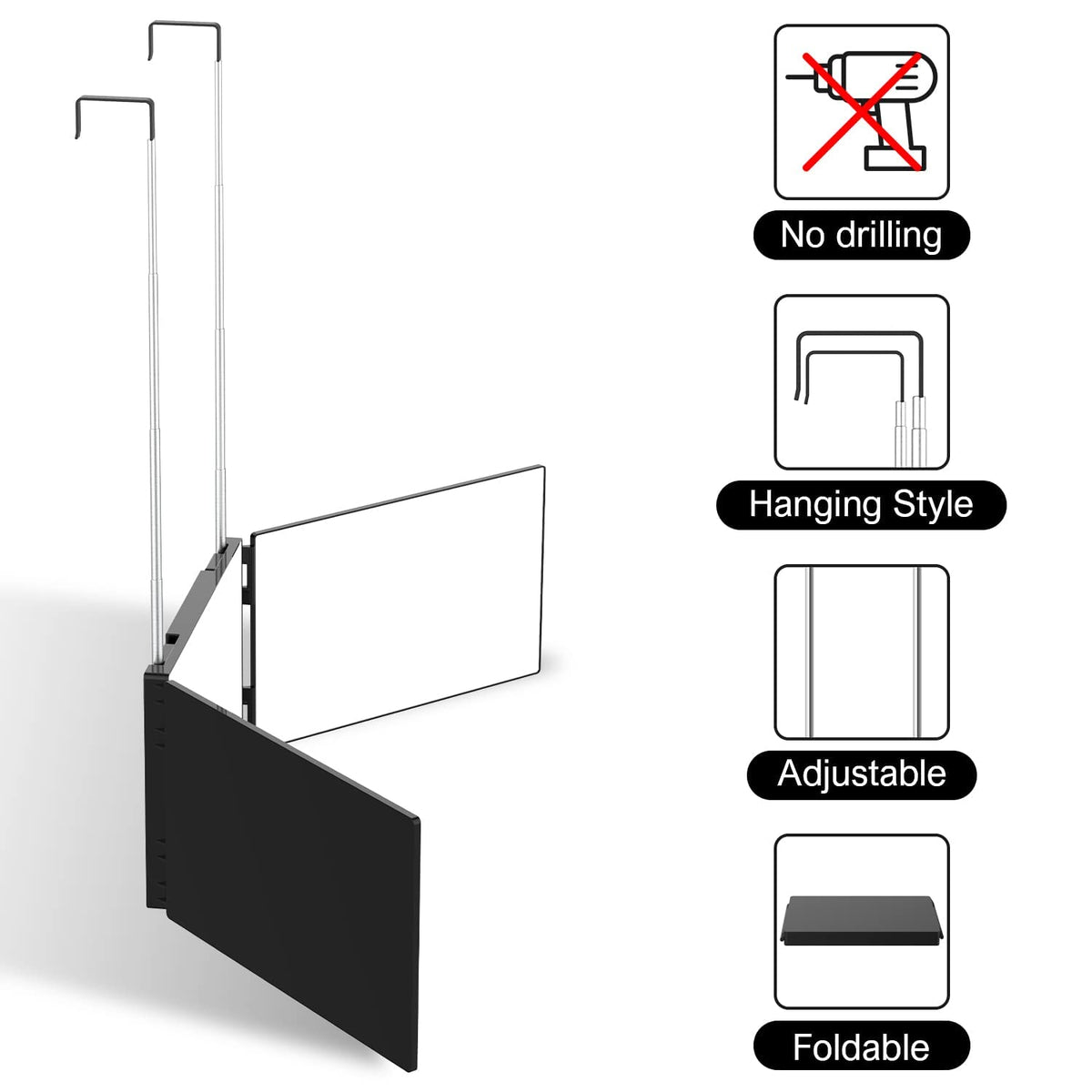 Tri-Fold Self-Haircut Mirror with 10× Detail Mirror