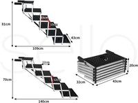6-Step Folding Dog Access Stairs – 2 Heights, 90 kg Capacity