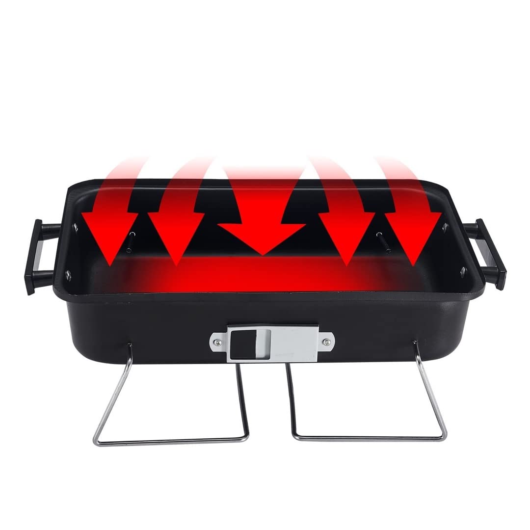 Foldable Portable Charcoal Grill with Lid & Carry Handles