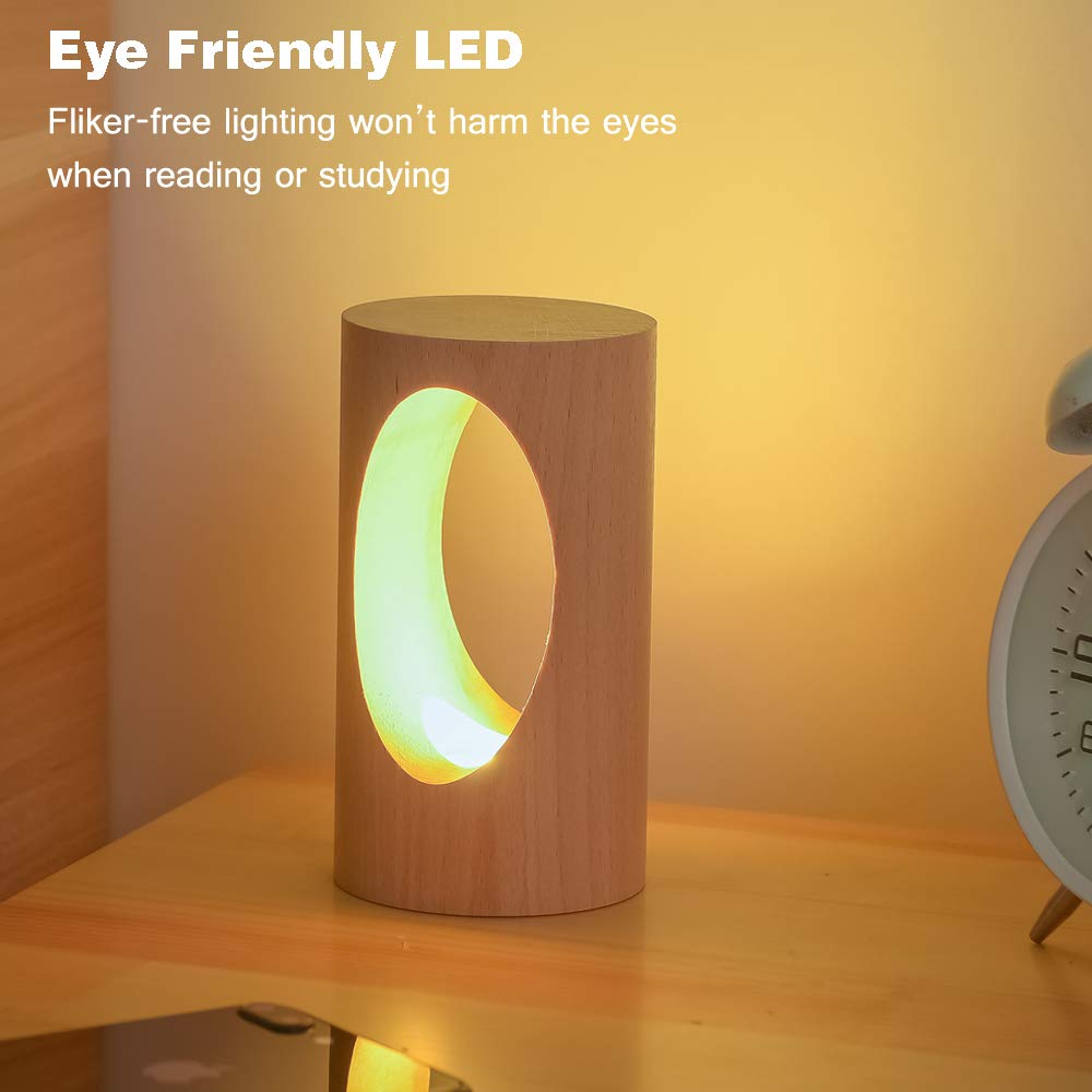 LED Wood Desk Lamp, Bedroom Bedside Night Light, Dimmable Led Lighting, Creative Home Decor Table lamp, Unique House warmging Gift