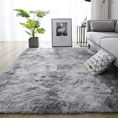 Area Rug Super Soft Indoor Modern Shag Shaggy Silky Smooth Rugs Fur Fluffy Anti-Skid Carpet Living Room Dining Room Bedroom Floor Mat