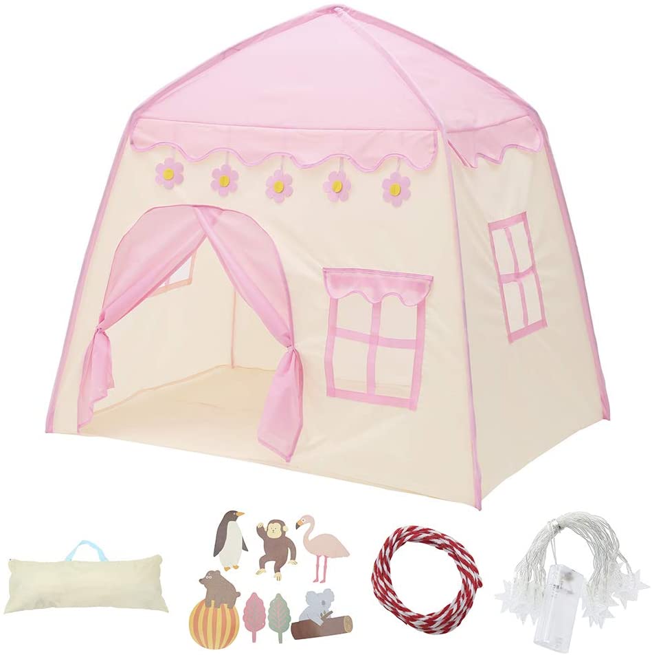 Princess Castle Play Tent Kids Teepee Tent Large Children Playhouse Oxford Fabric Children Playhouse for Indoor Outdoor with Carry Bag Portable Playhouse Boys & Girls Birthday Gift
