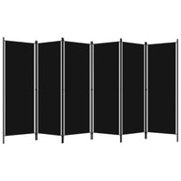 300 × 180 cm 6-Panel Black Fabric Room Divider