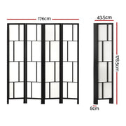 Room Divider Screen 4 Panel Foldable Wooden Divider Ashton Black