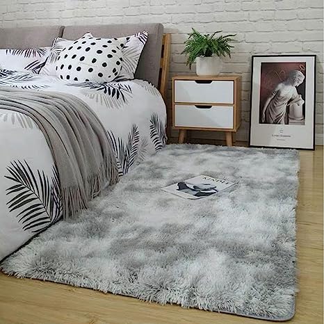 Area Rug Super Soft Indoor Modern Shag Shaggy Silky Smooth Rugs Fur Fluffy Anti-Skid Carpet Living Room Dining Room Bedroom Floor Mat