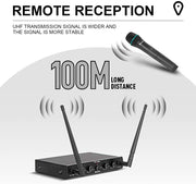 Debra Audio AU400 4-Channel UHF Microphone System – 4 Handheld Mics